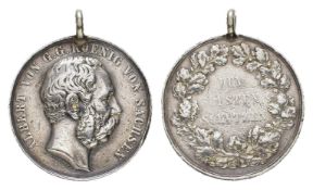 Sachsen, Medaille 'Dem besten Schützen', Silber, mit Stempelschneider 'M. Barduleck' und angelöteter