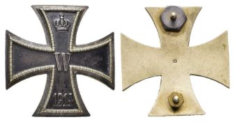 Preußen, Eisernes Kreuz 1914 1. Klasse, gewölbte Form, magnetisch, an doppelter Schraubscheibe,