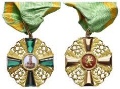 Baden, Orden vom Zähringer Löwen, Kommandeurkreuz, Silber vergoldet, Glasfluss, emailliert, OEK 140,