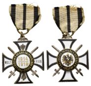 Preußen, Kriegserinnerungskreuz 1914-1918 für Kämpfer, Buntmetall versilbert und emailliert, am