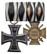 Ordensspange mit zwei Auszeichnungen, bestehend aus Preußen Eisernes Kreuz 1914 2. Klasse und