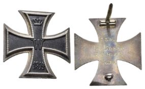 Preußen, Eisernes Kreuz 1914 1. Klasse, flache Form, magnetisch, rückseitig Herstellerzeichen 'Fr'