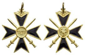 Freikorps von Diebitsch, Diebitsch-Kreuz 2. Klasse, Bronze vergoldet, emailliert, OEK 3340, mit