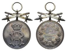 Reuß, Silberne Verdienstmedaille mit Schwertern (1909-1918), Silber, OEK 2016, angelaufen, Zustand