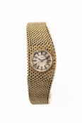 Tissot, Damenarmbanduhr, 585 Gold, Armbandlänge 15,5 cm, Zifferblatt fleckig, Uhr läuft nicht,