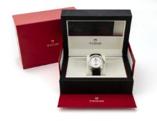 Tudor Glamour Herren Armbanduhr. Ca. 39mm, Edelstahl, Automatik. Weißes Zifferblatt mit goldfarbenen