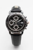 Michel Jordi Swiss Ethno Herren Armbanduhr. Ca. 39mm, Edelstahl, Automatik. Schwarzes Zifferblatt
