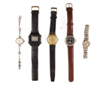 Lot 7 Armbanduhren Edelstahl/Metall/Kunststoff, tlw. vergoldet, bestehend aus: Seiko, Citizen,