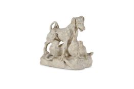 ATTRIBUTED TO FRANCESCO ANTONIO FRANZONI (1734-1818)- A CARVED MARBLE GROUP OF FIGHTING DOGS