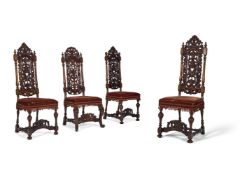 A GROUP OF FOUR VARIOUS HIGH BACK SIDE CHAIRS, MID 19TH CENTURY