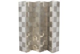 ATTRIBUTED TO FRANCOIS SEE (B. 1952)- A STEEL & BRUSHED STEEL SIX-FOLD SCREEN, CIRCA 1970