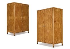 Y JAMES HENRY SELLERS (BRITISH 1861-1954); A PAIR OF ART DECO WARDROBES, CIRCA 1930