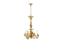 A GILT BRONZE SIX LIGHT CHANDELIER IN LOUIS XIV STYLE