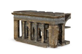 AN UNUSUAL CARVED AND PAINTED MODEL OF A LOGGIA, EARLY 19TH CENTURY