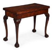 A GEORGE II CARVED 'RED WALNUT' CARD TABLE, MID 18TH CENTURY
