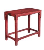 A CHINESE RED PAINTED SIDE TABLE, LATE 19TH OR EARLY 20TH CENTURY