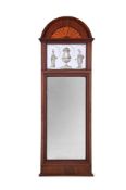 A SWEDISH EMPIRE MAHOGANY, MARQUETRY AND VERRE EGLOMISE MIRROR, EARLY 19TH CENTURY
