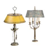 TWO FRENCH GILT METAL TABLE LIGHTS, 19TH CENTURY AND LATER