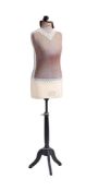 A FRENCH CALICO, VELVET AND EBONISED WOOD MANNEQUIN, LATE 19TH CENTURY