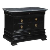 A LOUIS PHILIPPE EBONISED AND MARBLE TOP COMMODE, 19TH CENTURY