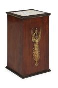 A FRENCH EMPIRE REVIVAL MAHOGANY AND MARBLE INSET TABLE PEDESTAL, LATE 19TH CENTURY