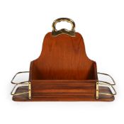 AN ART DECO BRASS MOUNTED SOFTWOOD DECANTER STAND, CIRCA 1920