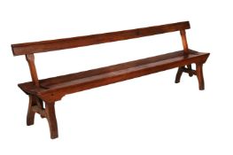 A LATE VICTORIAN PITCH PINE METAMORPHIC HALL SEAT, LATE 19TH OR EARLY 20TH CENTURY