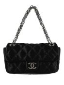 CHANEL, FLAP, A BLACK SATIN QUILTED HANDBAG
