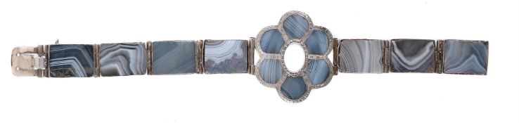 VICTORIAN SCOTTISH SILVER MONTROSE AGATE BRACELET