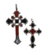 SCOTTISH INTEREST: TWO VICTORIAN AGATE SET CROSSES