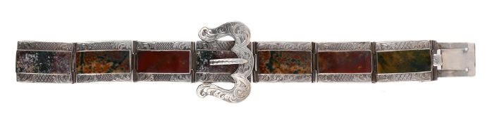 SCOTTISH INTEREST: A VICTORIAN HARDSTONE BUCKLE BRACELET