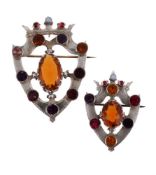 SCOTTISH INTEREST: TWO VICTORIAN SILVER AND PASTE LUCKENBOOTH/SHIELD BROOCHES
