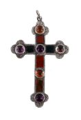 SCOTTISH INTEREST: A LATE VICTORIAN SCOTTISH AGATE AND FOILED STONE CROSS