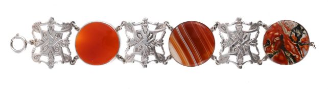 ROBERT ALLISON, A SCOTTISH SILVER AND HARDSTONE BRACELET