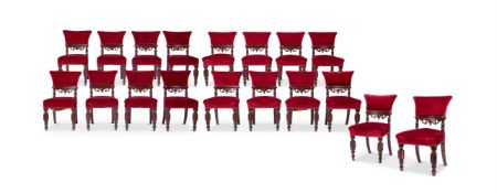 A SET OF EIGHTEEN VICTORIAN OAK DINING CHAIRS, CIRCA 1870