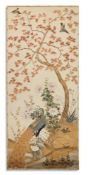 A SET OF EIGHT LARGE CHINOISERIE PAINTED WALLPAPER PANELS, LATE 18TH OR 19TH CENTURY