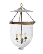 A GLASS HUNDI LANTERN, 20TH CENTURY