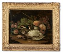 GEORGE WILLIAM SARTORIUS (1759-1828), STILL LIFE OF FRUIT WITH A MALLARD AND A SONGBIRD