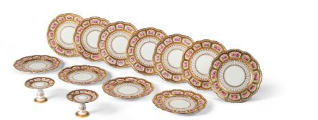 A CAULDON CHINA PART DESSERT SERVICE, CIRCA 1900
