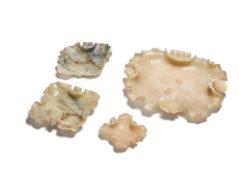 FOUR SOAPSTONE CARVING OF LOTUS TRAYS, CHINESE, 20TH CENTURY