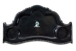 Y A VICTORIAN MOTHER-OF-PEARL INLAID PAPIER MACHE SUPPER TRAY
