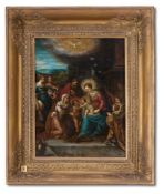 FOLLOWER OF FRANS FRANCKEN, VIRGIN AND CHILD WITH SAINT JOHN, ST. CATHERINE, AND SAINT AGNES