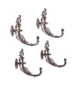A SET OF FOUR CAST AND PATINATED BRASS WALL LIGHTS, MID-19TH CENTURY