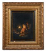 JOHANNES ROSIERSE (DUTCH 1811-1901), PEELING CARROTS BY CANDLELIGHT