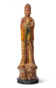A LARGE CHINESE SANCAI-GLAZED FIGURE OF AN CIVILIAN OFFICALTANG DYNASTY (618-907 AD)