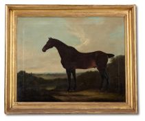 W. SHUTTLEWORTH (19TH CENTURY), A DARK BAY HUNTER IN A LANDSCAPE