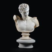 A PAINTED PLASTER BUST OF HERMES, 20TH CENTURY
