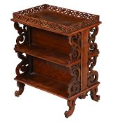 Y A VICTORIAN ROSEWOOD TWO TIER WHATNOT, SECOND HALF 19TH CENTURY