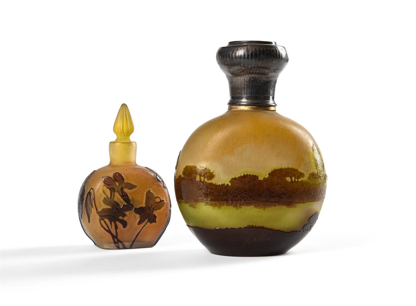ÉMILE GALLÉ (FRENCH, 1846-1904), TWO SCENT BOTTLES, CIRCA 1900 - Image 2 of 2