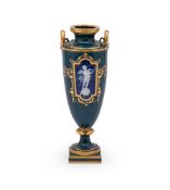 A MINTON PÂTE SUR PÂTE BLUE GROUND VASE, BY ALBOIN OR LAWRENCE BIRKS, EARLY 20TH CENTURY